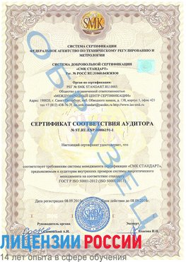Образец сертификата соответствия аудитора №ST.RU.EXP.00006191-1 Удомля Сертификат ISO 50001